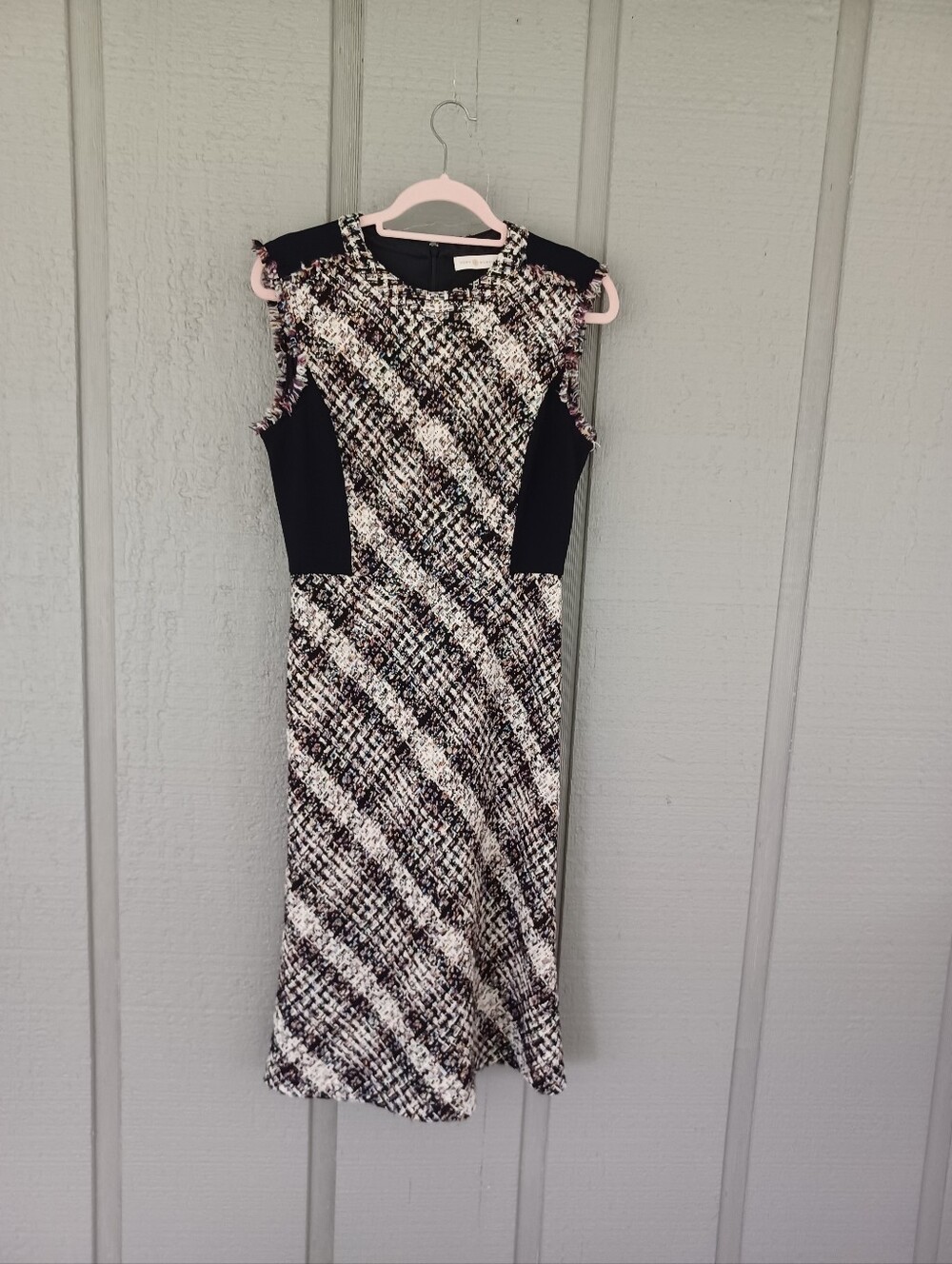 Tory Burch Tweed Plaid Dress Size 2 Women Sleeveless Cotton Wool Blend